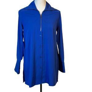 Soft Surroundings OVERSIZED 100& SILK BUTTON DOWN & ZIP SIZE XS NEW!!